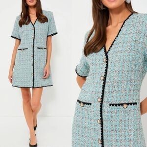 Tuckernuck Aqua and Black Tweed Mini Dress